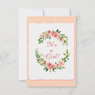 Chá de fraldas É um Cartão Plano de Convite Rosa p