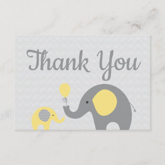 Chá de fraldas Elefante Amarelo Obrigado Cartões P