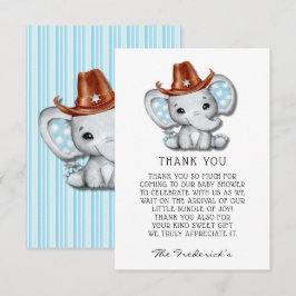 Chá de fraldas Elefante Cowboy Obrigado Cartões