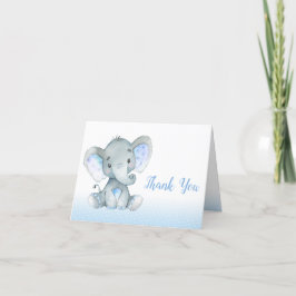 Chá de fraldas Elefante Obrigado Cartões Azul