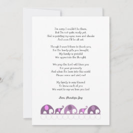 Chá de fraldas elefante obrigado notas / rosa púrp