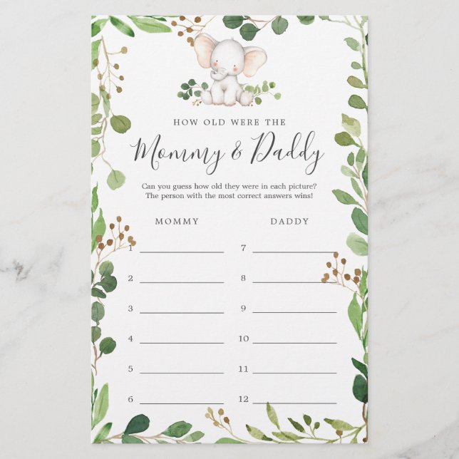 Chá de fraldas Elefante Quantos Anos Eles Tinham U (Frente)