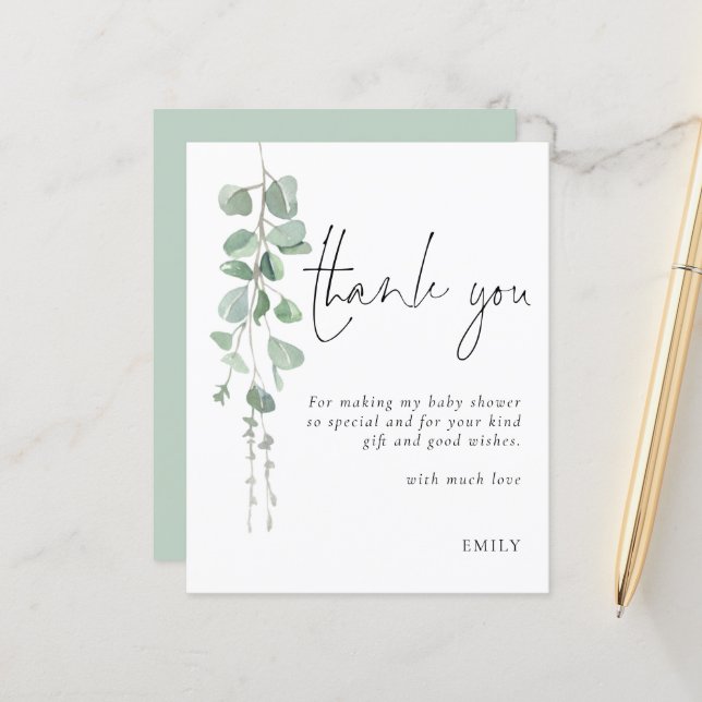 Chá de fraldas Eucalyptus de Orçamento Obrigado (Frente/Verso In Situ)