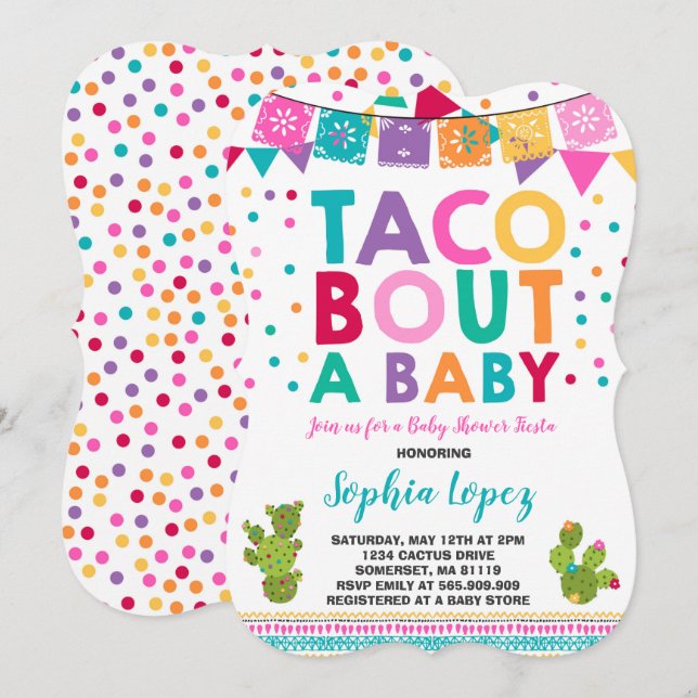 Chá de fraldas Fiesta Convite Taco Bout Um Bebê (Frente/Verso)