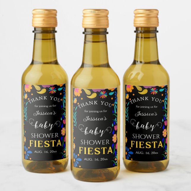 Chá de fraldas Fiesta Mini Frasco Mexicano Rótulo  (Garrafas)