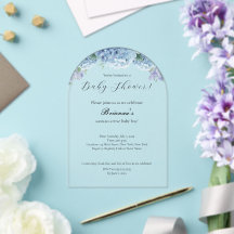 Chá de fraldas Floral Azul Simples Dusty Elegante