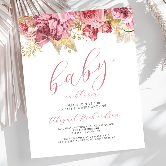 Chá de fraldas Floral de Bebê de Sangue Rosa (Criador carregado)