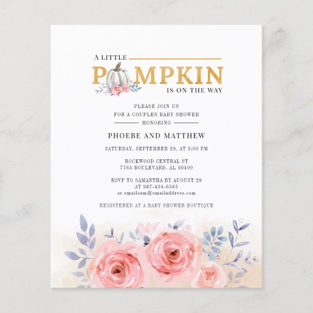 Chá de fraldas Floral de Casais de Orçamento (Frente)