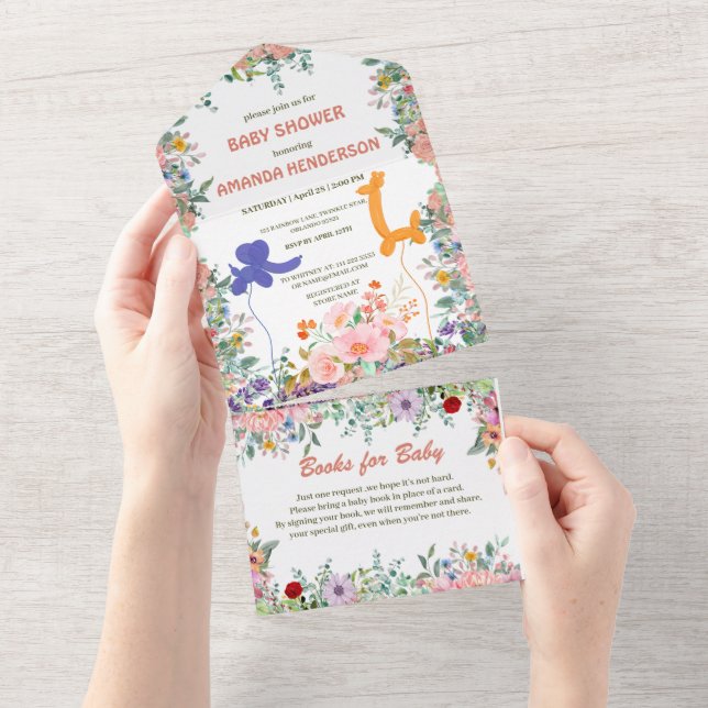 Chá de fraldas floral de girafa-elefante girafa-br (Aba destacável)