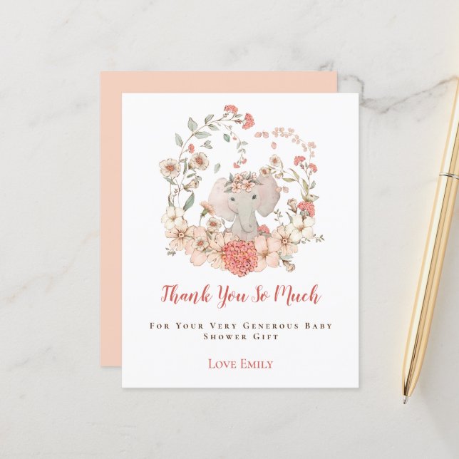 Chá de fraldas Floral De Pêssego De Elefante Orçam (Frente/Verso In Situ)