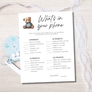 Chá de fraldas Game Baby Boy O que está no seu tel