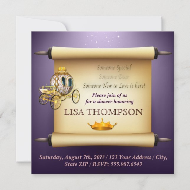 Chá de fraldas Garota Pequena Princesa Cartão Real (Frente)