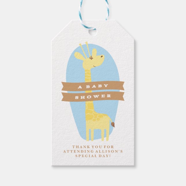 Chá de fraldas Girafa Obrigado Etiqueta do Present (Frente)