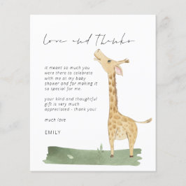 Chá de fraldas Giraffe e Obrigados com script de o
