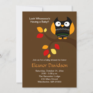 Chá de fraldas Halloween Owl 5x7 Convite 2 Lados