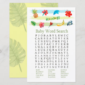 Chá de fraldas Hawaii Jogo de Pesquisa do Word