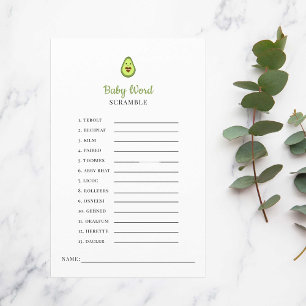 Chá de fraldas Kawaii Avocado Jogo Palavra