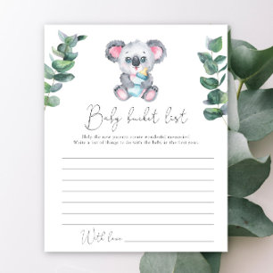 Chá de fraldas Koala - Lista de baldes para bebês