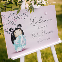 Chá de fraldas Kokeshi Doll Cherry Blossoms