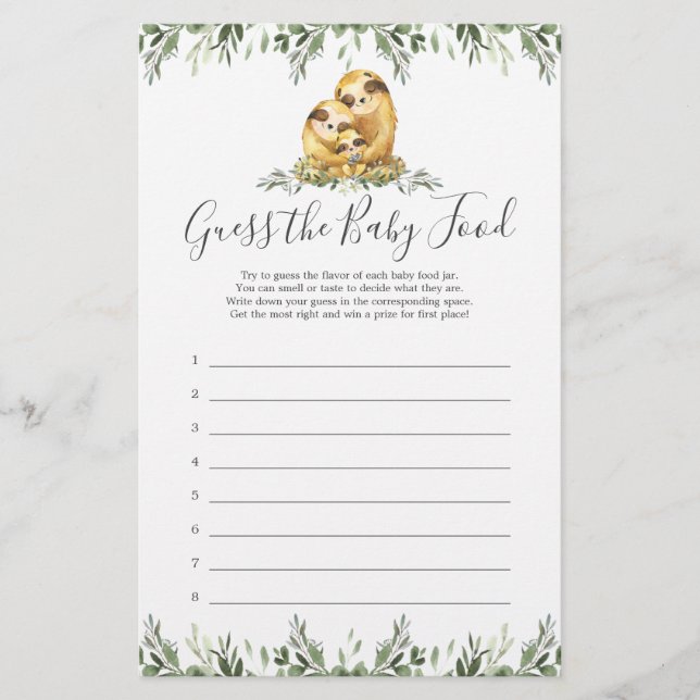 Chá de fraldas Leve Adivinha A Comida Do Bebê (Frente)