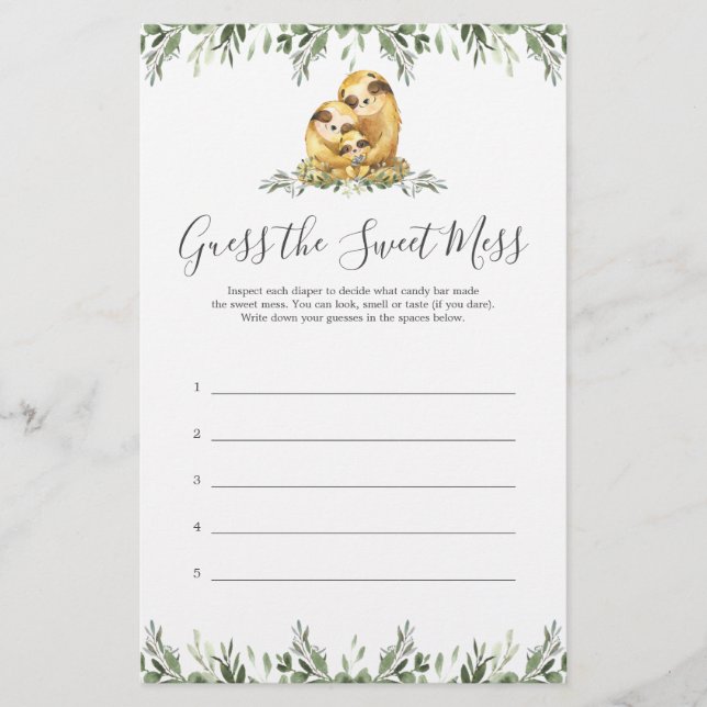 Chá de fraldas Leve Adivinha A Doce Mess (Frente)