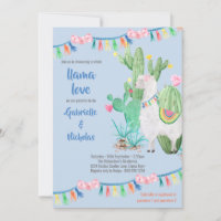 Chá de fraldas Llama Blue Llama Convite para o Amo