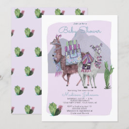 Chá de fraldas | Llamas e Cactus | Convites Lilac