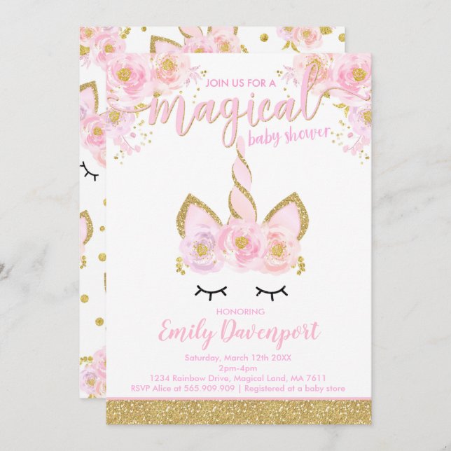 Chá de fraldas Mágico de Convite de Chá de fraldas (Frente/Verso)