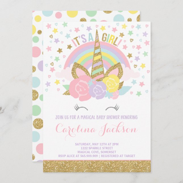 Chá de fraldas mágico do convite do chá de fraldas (Frente/Verso)