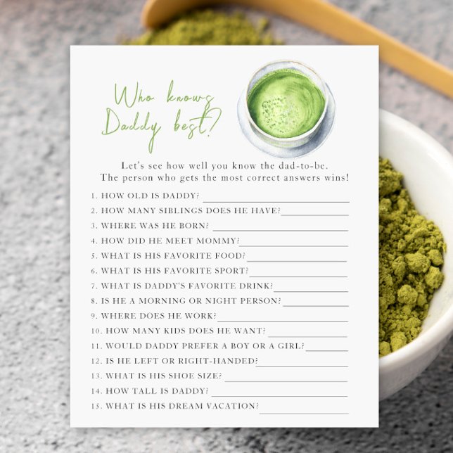 Chá de fraldas Matcha - Jogo que conhece melhor o  (Criador carregado)