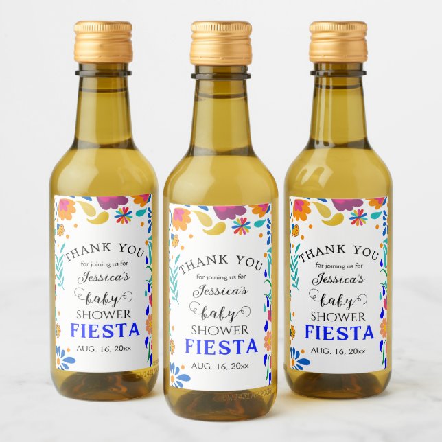 Chá de fraldas mexicano Fiesta Mini Bott Wine Labe (Garrafas)