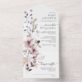 Chá de fraldas moderno minimalista de flores silve