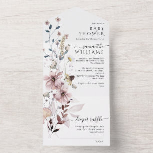 Chá de fraldas moderno minimalista de flores silve