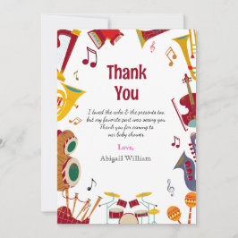 Chá de fraldas Musical Colorido Obrigado Cartões