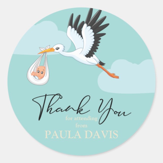 Chá de fraldas obrigado seu adesivo (Frente)