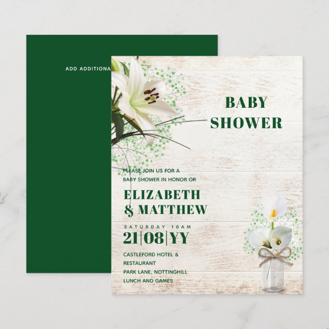 CHÁ DE FRALDAS ORÇAMENTAL Cala Lillie Rustic Chic  (Frente/Verso)