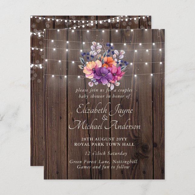 CHÁ DE FRALDAS ORÇAMENTAL Convite Floral Laranja R (Frente/Verso)