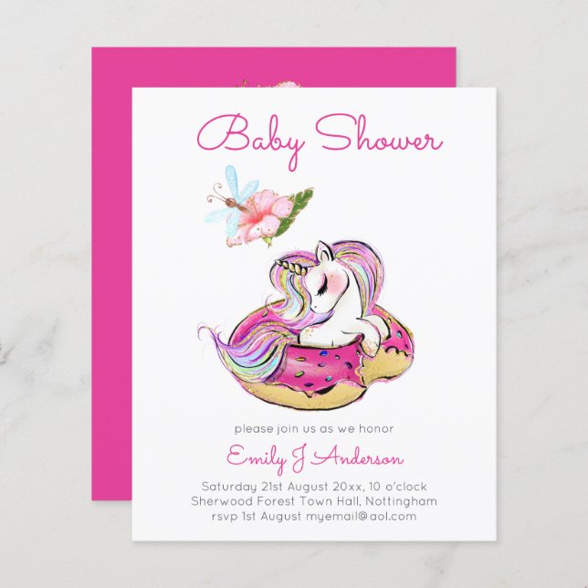 CHÁ DE FRALDAS ORÇAMENTAL Garotas Rosa Rosquinhas  (Frente/Verso)