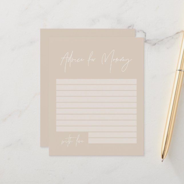 Chá de fraldas para mamães bege natural moderno (Frente/Verso In Situ)