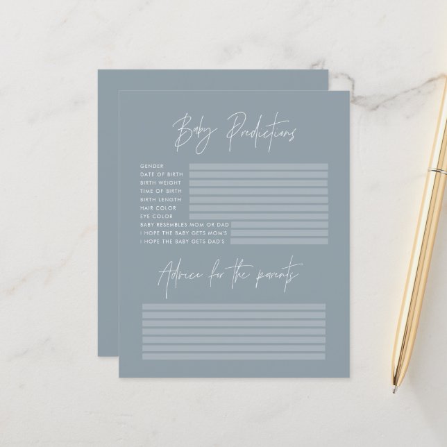 Chá de fraldas party predictions game empoeirado a (Frente/Verso In Situ)
