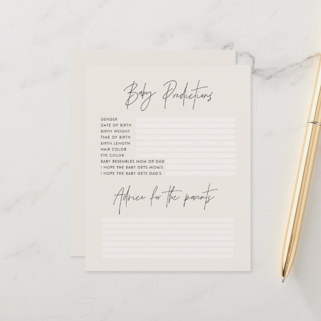 Chá de fraldas party predictions game na moda (Frente/Verso In Situ)