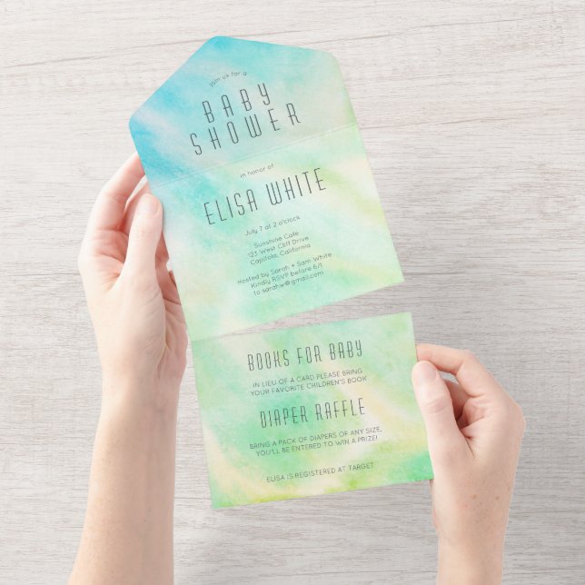 Chá de fraldas PERSONALIZADO de Abstrato de Pastel (Aba destacável)
