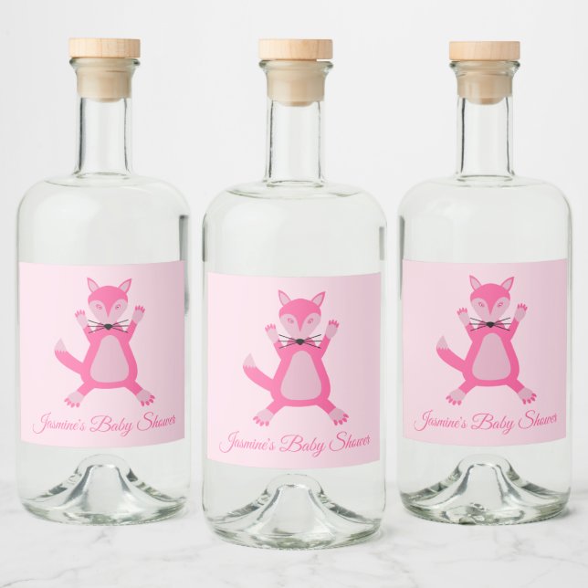 Chá de fraldas Personalizado De Raposa Rosa bonito (Garrafas)