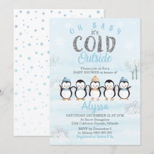 Chá de fraldas Pinguim Convite Chá de fraldas de