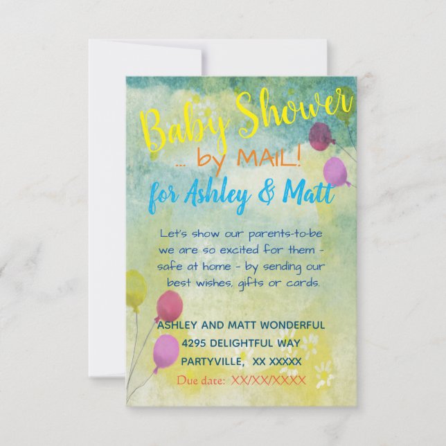 Chá de fraldas por Convite de Balões de Daisies de (Frente)