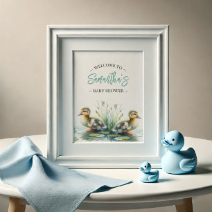 Chá de fraldas Poster Sinal de boas-vindas Pato Az