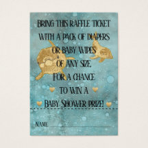 Chá de fraldas Raffle Tíquete/Mamãe de golfinhos e