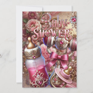 Chá de fraldas Real Convite Vintage Floral Jewel