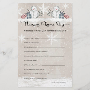 Chá de fraldas Rhyme Quiz Snowman