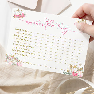 Chá de fraldas rosa-abóbora deseja cartão de bebê